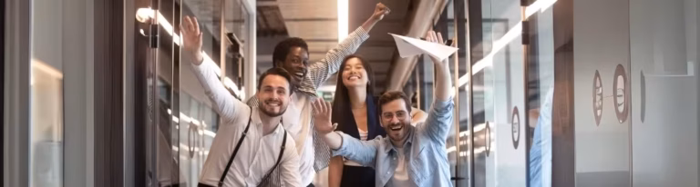 An SDR prospecting team celebrates an effective outreach campaign