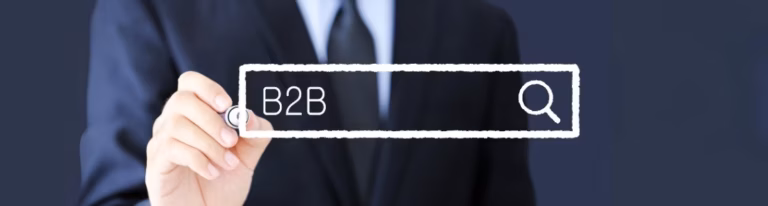 Man pointing at search bar to research how to generate B2B leads
