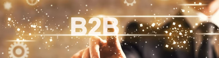 Digital B2B outreach concept with glowing effect and icons.