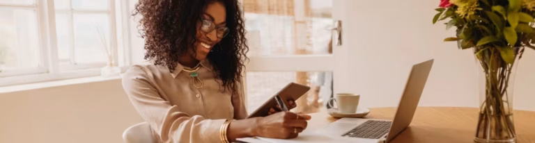 Posting on LinkedIn from a cozy home workspace.