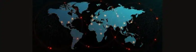 World map with global network by international SEO agency.