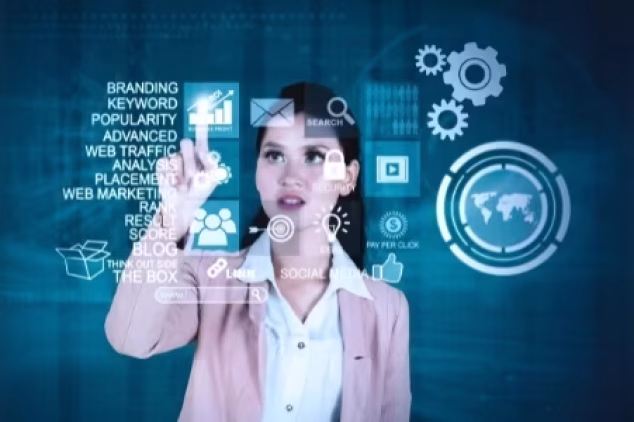 Businesswoman using digital tools to generate high-quality leads.