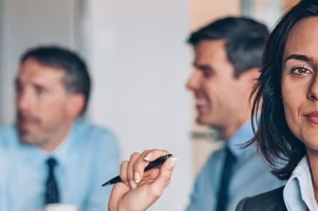 Businesswoman strategizing outsource search engine optimization.