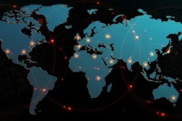 World map with global network by international SEO agency.