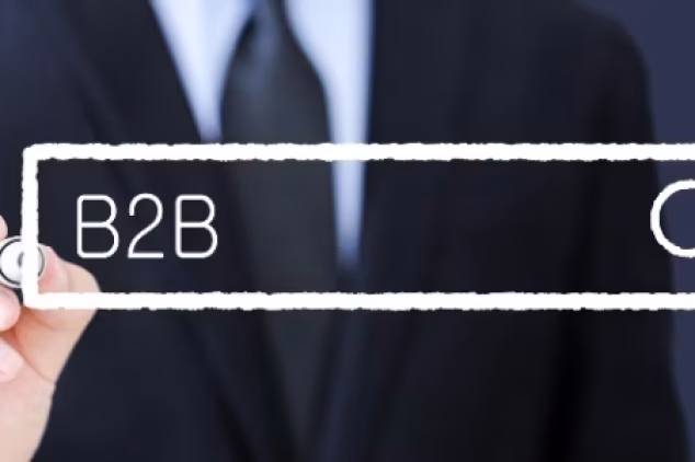 Man pointing at search bar to research how to generate B2B leads